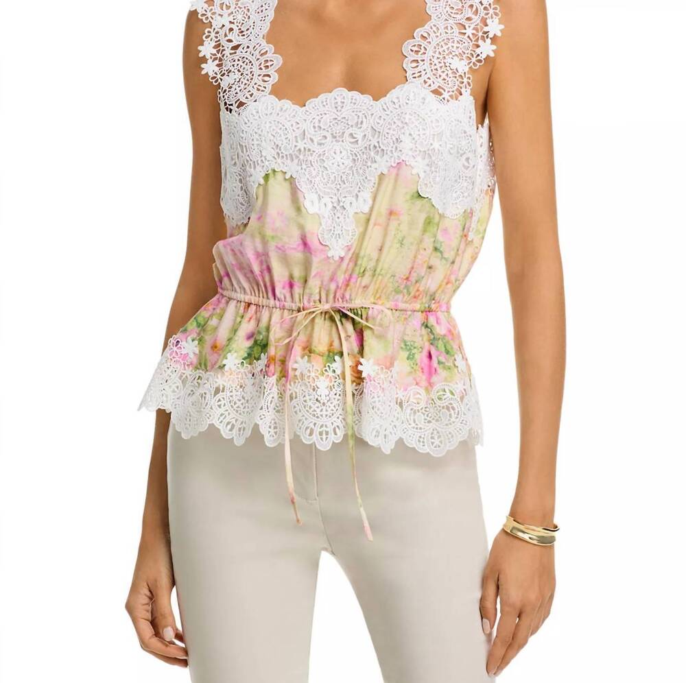 NEW GENERATION LOVE lennox lace floral top in rose cloud/white